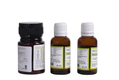 WP homeopathic medicine bottle and pills packaging shot